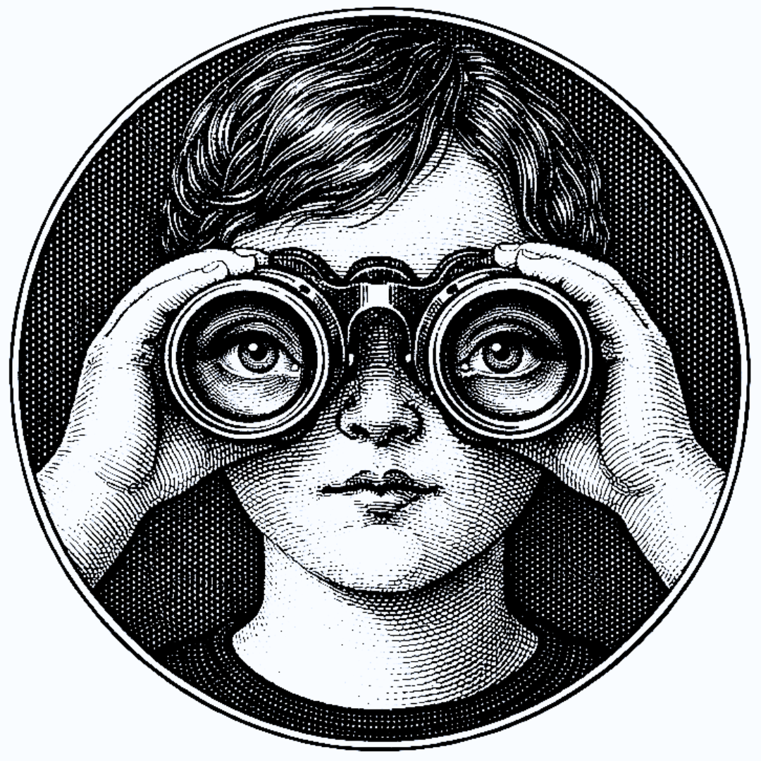 immagine di donna con binocolo